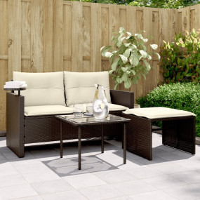 Garden Sofa Set Brown and Cream White