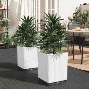 Planter Set of 2 White Polypropylene 11.8x11.8x14.6 in