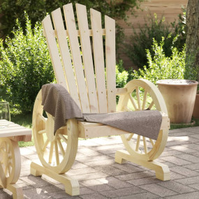 Garden Adirondack Chair Natural Wood Solid Fir Wood Sta...