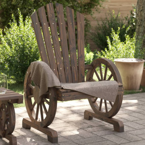 Garden Adirondack Chair Burnt Wood Solid Fir Wood Stand...
