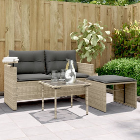 Garden Sofa Set Light Grey PE Rattan Medium Modular
