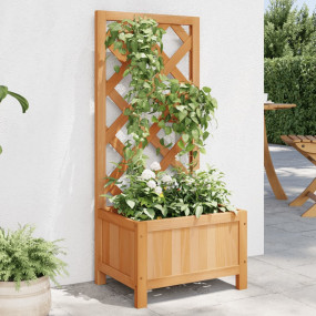 Planter Brown Solid fir wood 15.7 x 11.8 x 35.4 in Plan...