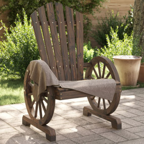 Garden Adirondack Chair Set of 2 Burnt wood Solid Fir W...
