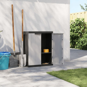 Outdoor Storage Cabinet Grey and Black Polypropylene (P...