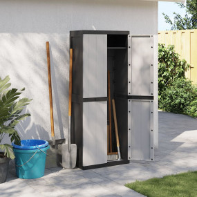 Outdoor Storage Cabinet Grey and Black Polypropylene Me...