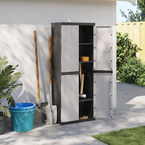 Outdoor Storage Cabinet Grey and Black 100% Polypropyle...