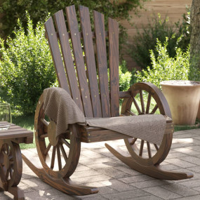 Garden Adirondack Chair Burnt Wood Color Solid Fir Wood...