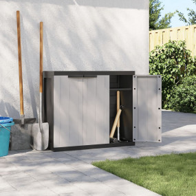 Outdoor Storage Cabinet Gray and Black Polypropylene Me...