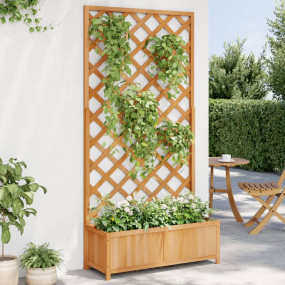Planter Brown Solid fir wood 35.4 in x 13.8 in x 70.9 i...