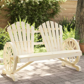 Garden Adirondack Chair Natural Wood Solid Fir Wood 2-S...