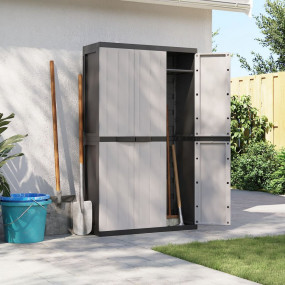Outdoor Storage Cabinet Gray and Black 100% Polypropyle...