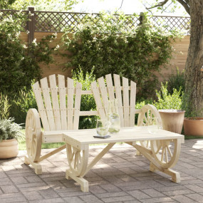 Garden Lounge Set Natural Wood Solid Fir Wood Medium Du...