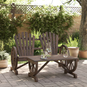 Garden Lounge Set Burnt look wood Solid fir wood Large ...