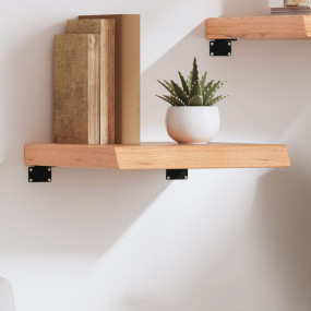 Wall Shelf Light Brown Solid Oak Wood 15.7 in Durable