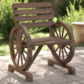 Garden Chair Set of 2 Burnt wood Solid fir wood Standar...