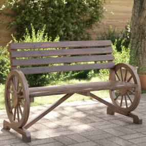 Garden Bench Burnt wood look Solid fir wood 2-seater Du...