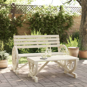Garden Lounge Set natural wood Solid fir wood Medium Du...