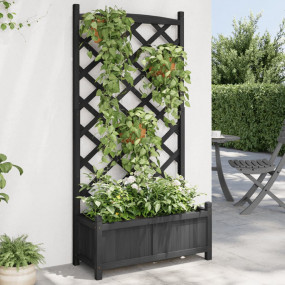 Planter Black Solid Fir Wood Medium Decorative Inlays P...