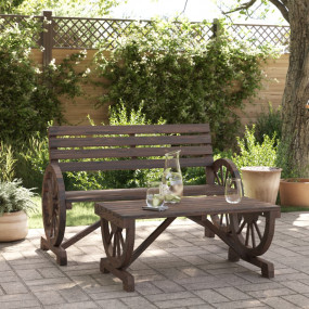 Garden Lounge Set Burnt Wood Solid fir wood Two-piece s...