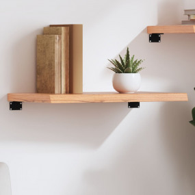 Wall Shelf Light Brown Solid Oak Wood with a Varnished ...