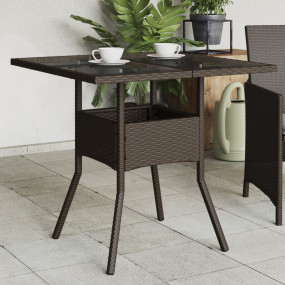 Garden Table Brown PE Rattan Medium UV-resistant materi...