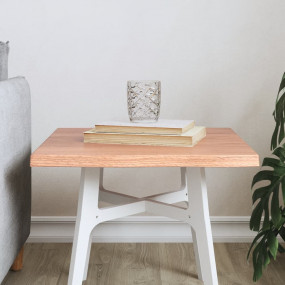 Table Top Light Brown Solid Oak Wood 15.7x15.7 in Durab...