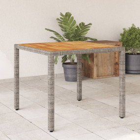 Garden Table Gray Poly Rattan Standard square size