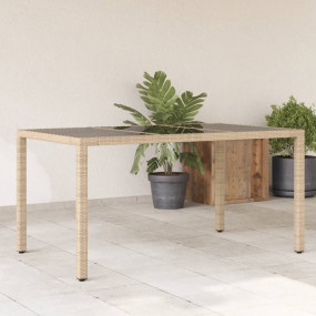 Garden Table Beige PE rattan Medium Durable Garden Tabl...