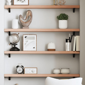 Wall Shelf Light brown Solid oak wood Medium Durable Wa...