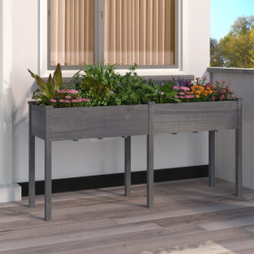 Planter Grey Solid fir wood, Non-woven fabric Large