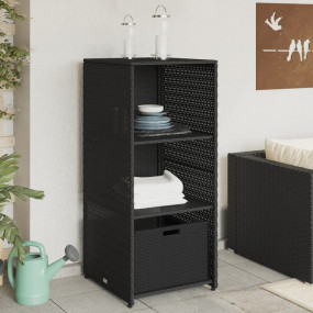 Garden Storage Cabinet Black PE rattan 19.7x21.7x45.3 i...