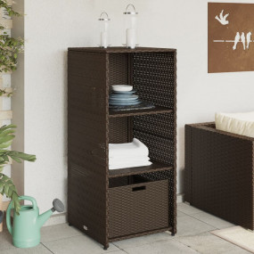 Garden Storage Cabinet Brown PE Rattan, Powder-Coated S...