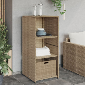 Garden Storage Cabinet Beige PE Rattan 19.7x21.7x45.3 i...