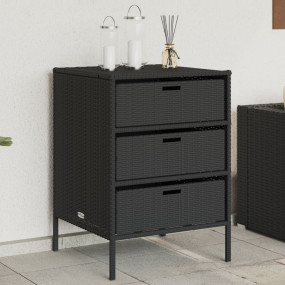 Garden Storage Cabinet Black PE Rattan 21.7x23.2x31.5 i...
