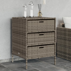 Garden Storage Cabinet Gray PE Rattan, Powder-Coated St...