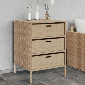 Garden Storage Cabinet Beige PE Rattan Medium