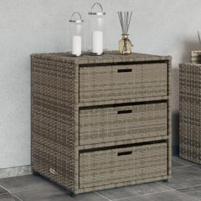 Garden Storage Cabinet Grey PE rattan, Powder-coated st...