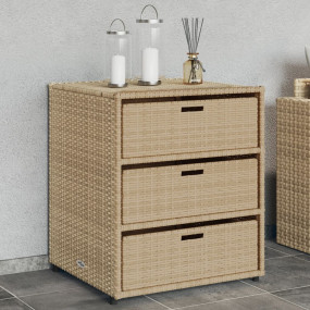 Garden Storage Cabinet Beige PE Rattan, Powder-Coated S...