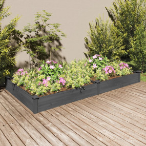 Garden Raised Bed Grey Solid fir wood, Non-woven fabric...