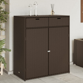 Garden Storage Cabinet Brown PE rattan Large
