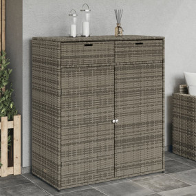Garden Storage Cabinet Grey PE Rattan Large Durable