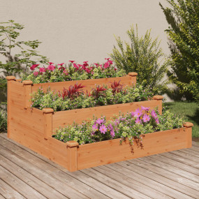 Garden Raised Bed Brown Solid fir wood 47.2x47.2x22.0 i...