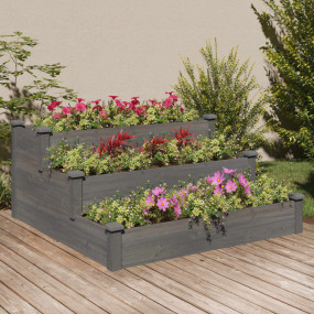 Garden Raised Bed Grey Solid Fir Wood Medium Garden Rai...