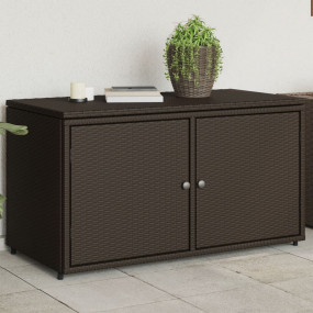 Garden Storage Cabinet Brown PE rattan, powder-coated s...