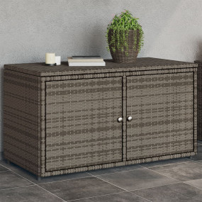 Garden Storage Cabinet Grey PE Rattan, Powder-Coated St...
