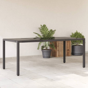 Garden Table Black Poly Rattan, Powder-Coated Steel, Te...