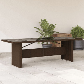 Garden Table Brown PE Rattan 94.5 x 35.4 in