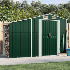 Garden Shed Green Galvanized Steel, Polypropylene Large