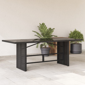 Garden Table Black PE rattan, powder-coated steel, temp...