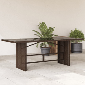 Garden Table Brown Poly Rattan, Powder-Coated Steel, Te...